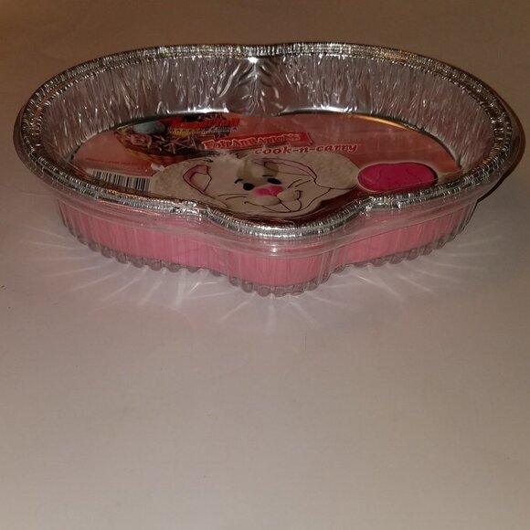 NEW Handi-foil 2 Bunny Pans + Lids Easter Rabbit Foil Cook-n-Carry Pink - Picture 4 of 6